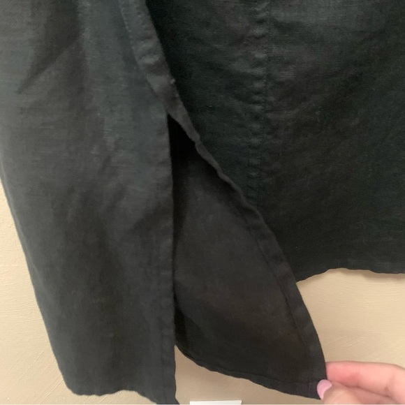 Flax 100% Linen Black Maxi Skirt with Pockets Size Large - Picture 3 of 6